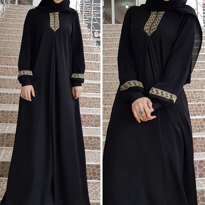 Abaya Ethnic Style Print Abaya Dress Solid Color Loose Casual Robe Femme 2025