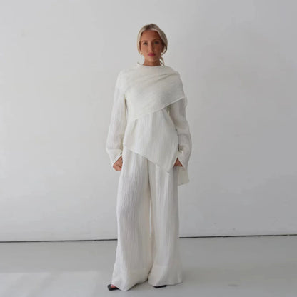 Women  Set Elegant Dubai Solid Color Button-Down Cardigan and Pants Suit Modest Outfit 2025
