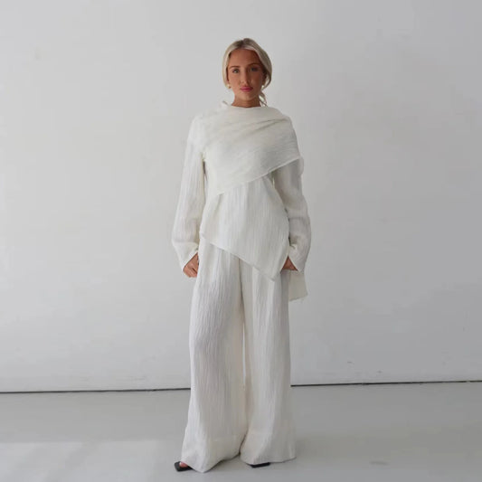 Women  Set Elegant Dubai Solid Color Button-Down Cardigan and Pants Suit Modest Outfit 2025