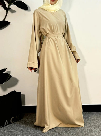 Abayas Women Kaftans  Dress With Belt Full Sleeve Clothing Women  Dubai Robe Dresses 2025