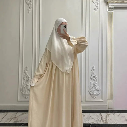 Dubai Crinkled Modest  Garment Women Dress Lace Abaya 2025