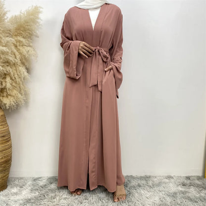 Fashion Dubai Abaya Long  Dresses with Belt Clothing AbayasDresses for Women 2025